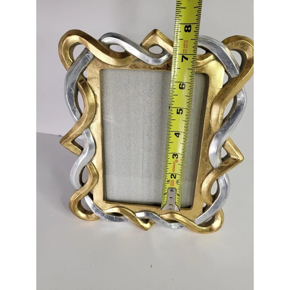 Gold and Silver Infinity Interlaced Knot Picture Frame 4x6 Tabletop Decor